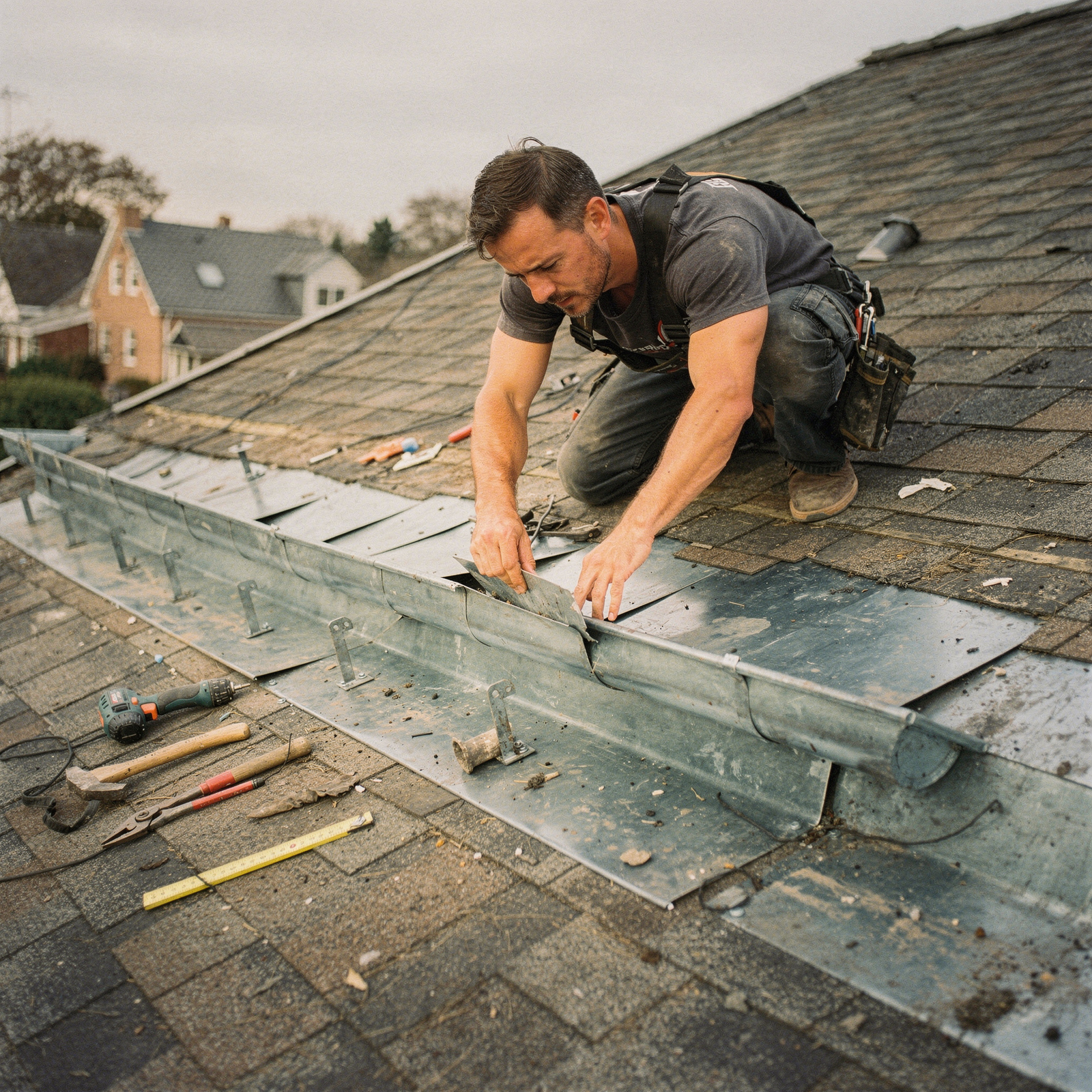 freepik professional roofer installing zinc gutters and fl 71766