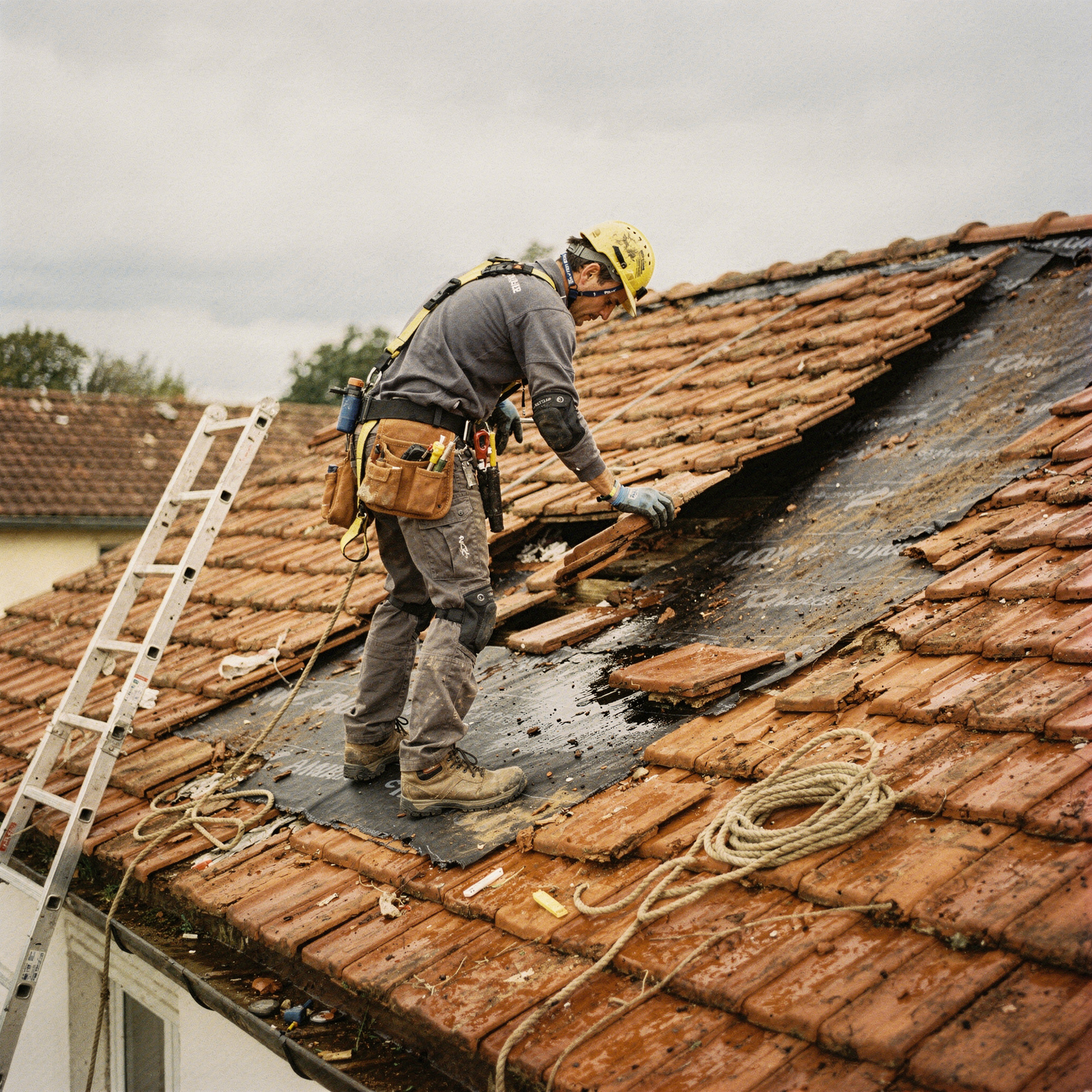 freepik professional roofer repairing a roof leak on a til 71764