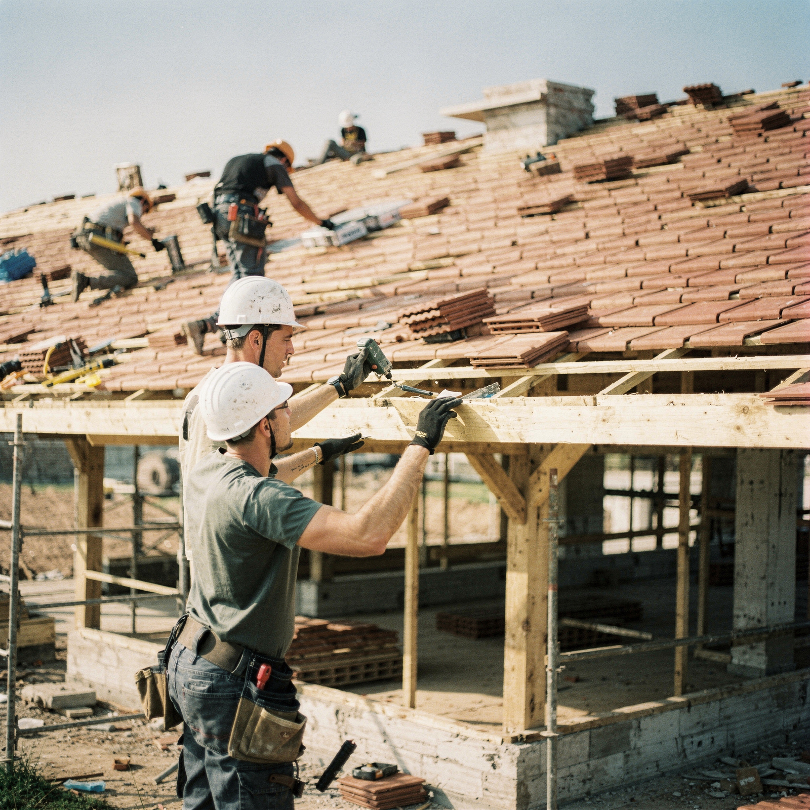 freepik roofers installing a new tiled roof on a house und 71765