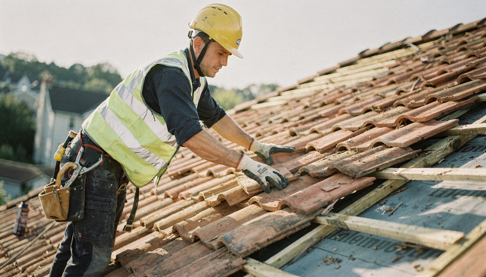 freepik professional roofer installing clay roof tiles on 57517